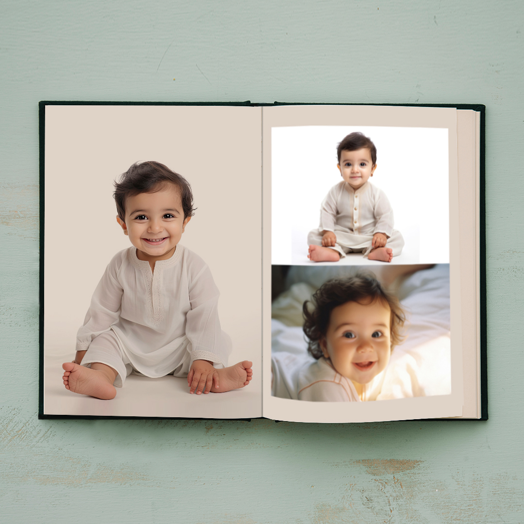 -Photobook with adorable baby portraits, a precious baby shower gift idea