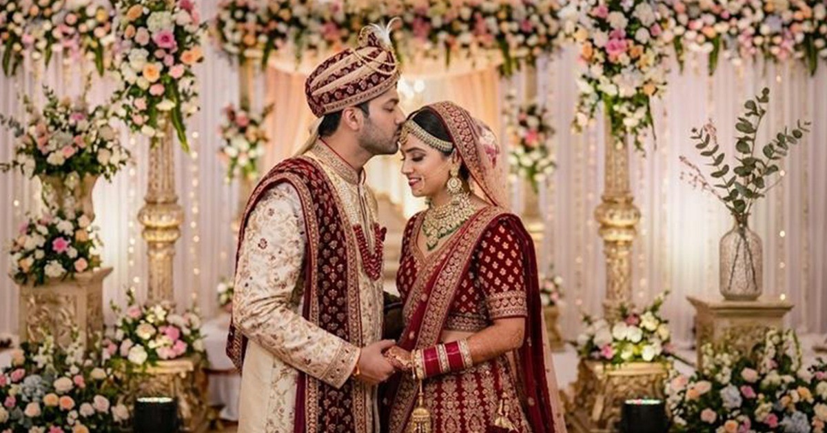 romantic forehead kiss wedding couple pose close up photography