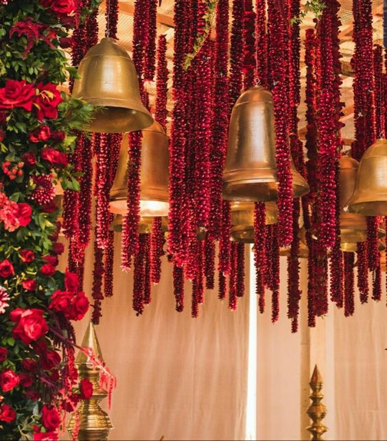 Roses and Bells Wedding Mandap Decor 