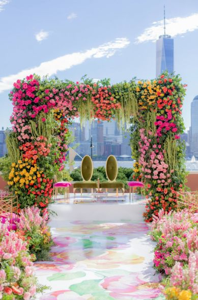 Wedding Mandap Decoration with many flowers 