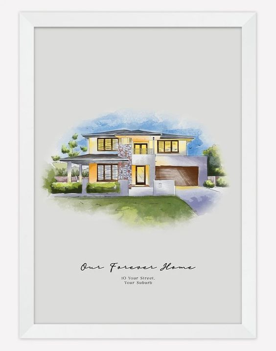 Retro Family Home Personalised Print New Home Housewarming Gift Couple Poster 