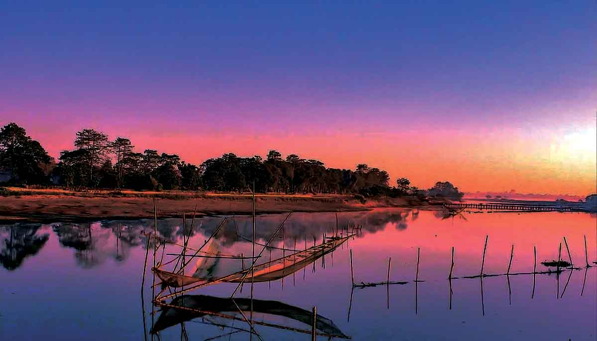 Evening view of Majuli lake