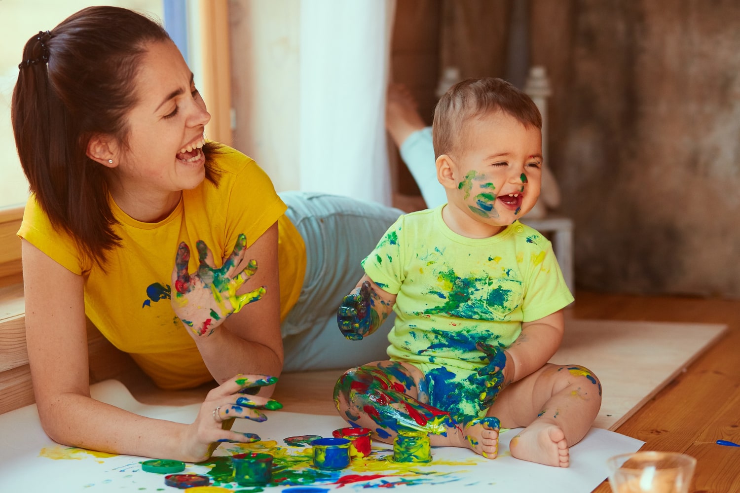 Paintbrush wonders: 6-Month Baby's Artistic Journey at Home