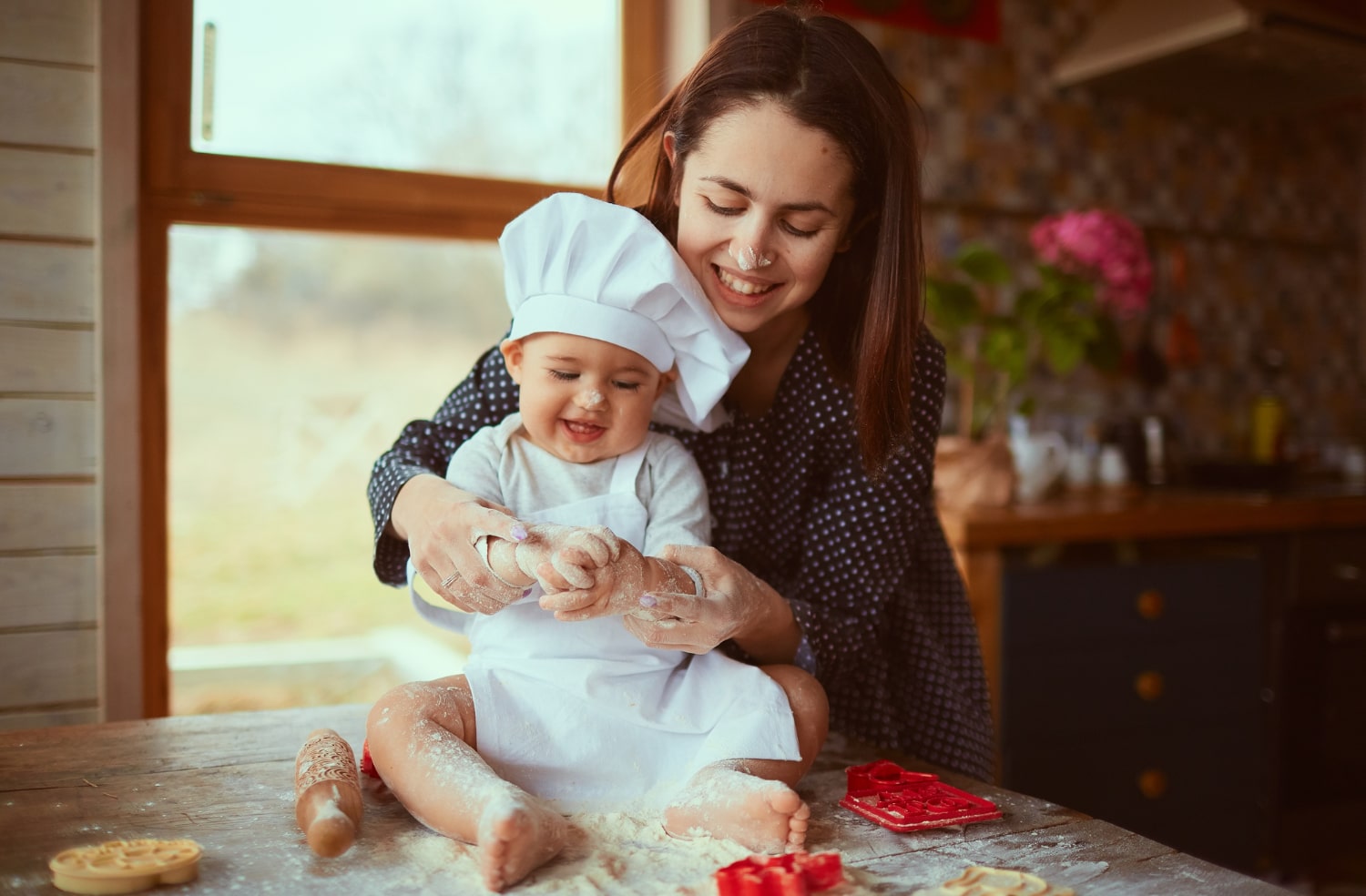 Tiny chef at work: Cute 6-Month Baby's Kitchen Adventure