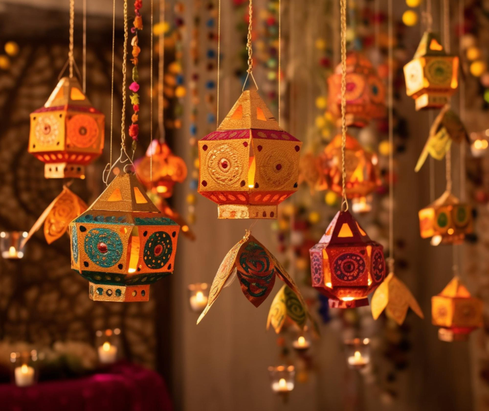 Paper Lanterns: Diwali charm with colorful paper lanterns