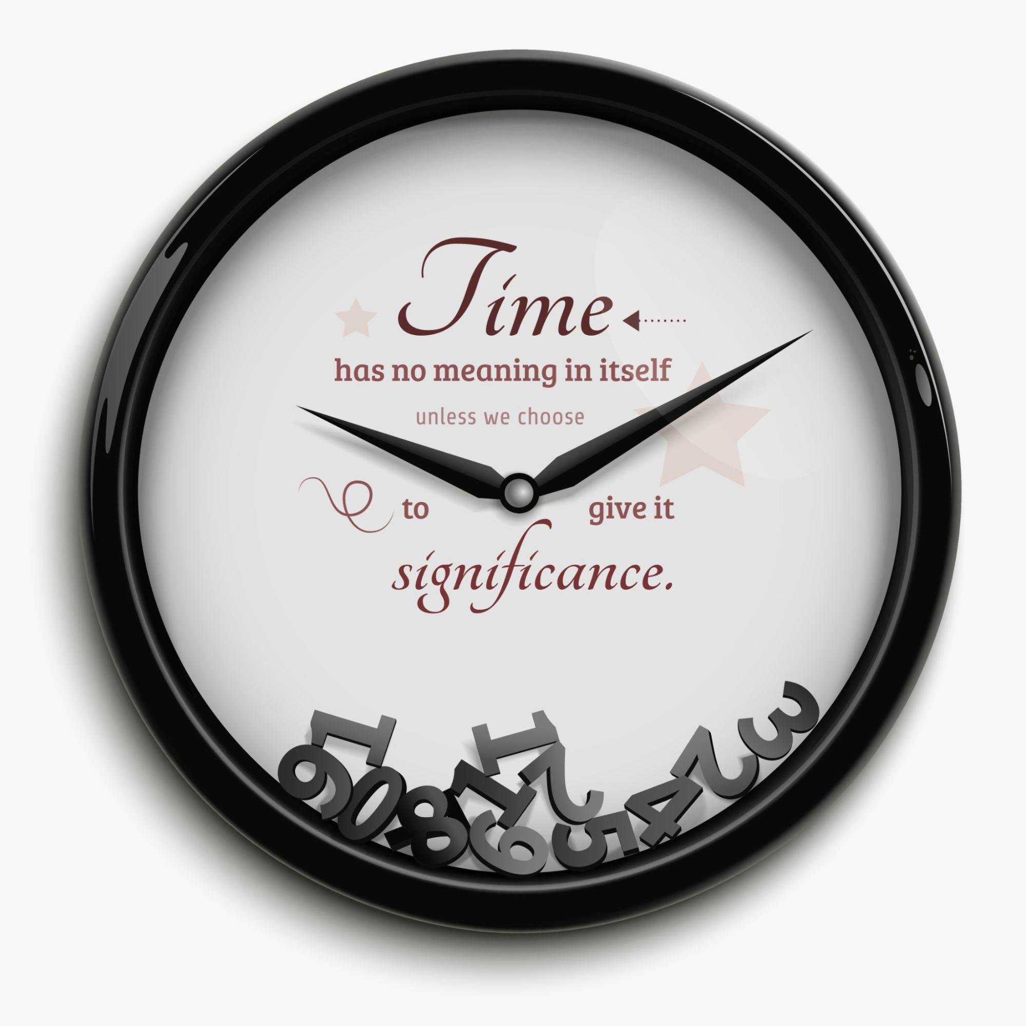 A whimsical clock reminding us that time is but a concept, as it playfully declares 'time has no meaning' - a perfect personalized gift for couples celebrating their marriage anniversary