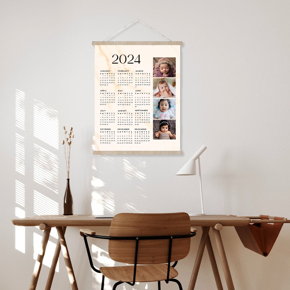 Personalized wall calendar with customizable photos of people for a unique and organized way to plan your time
