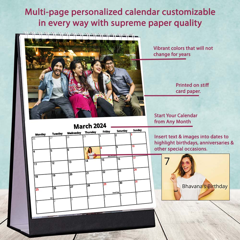 Personalized photo calendar featuring 'Event Extravaganza