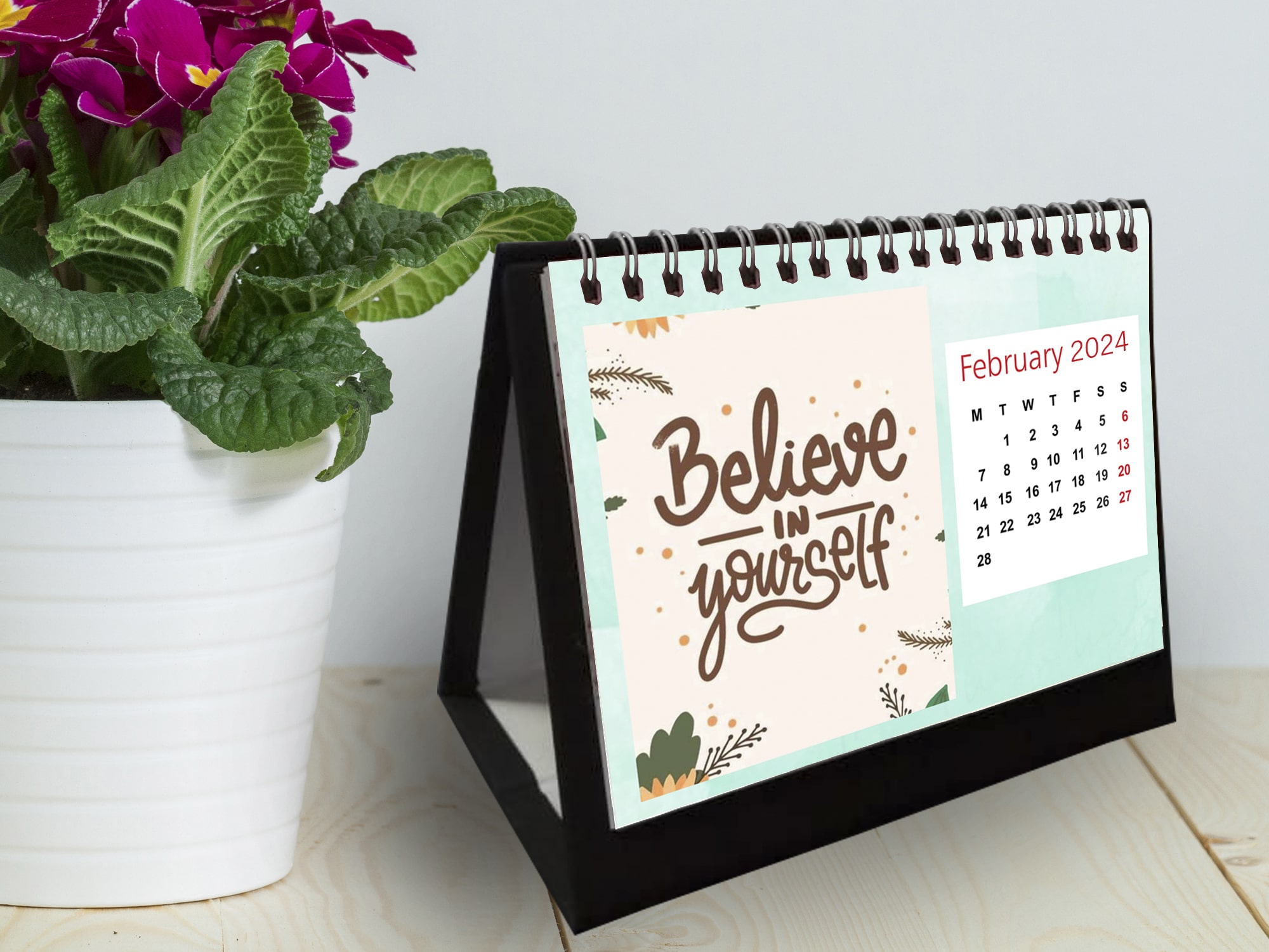 Desk calendar with 'Believe in Yourself - Student Engagement: Interactive Learning Experiences