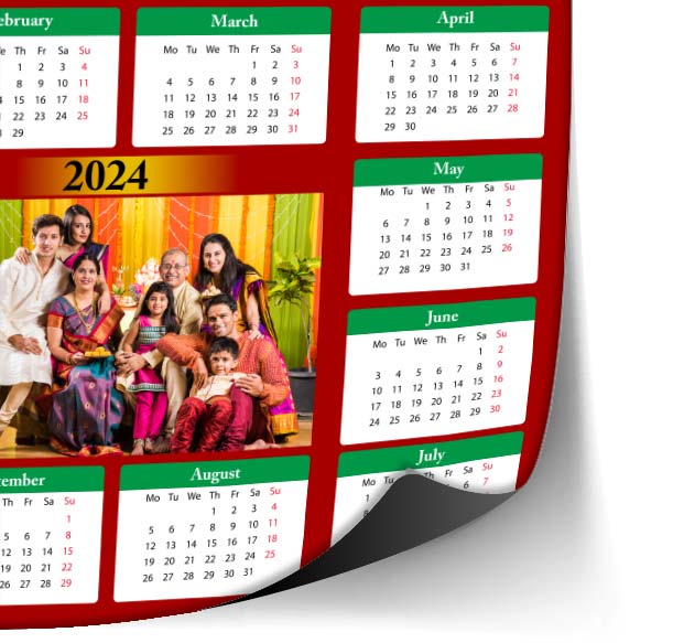 Engaging calendar with a family photo for touch the moment