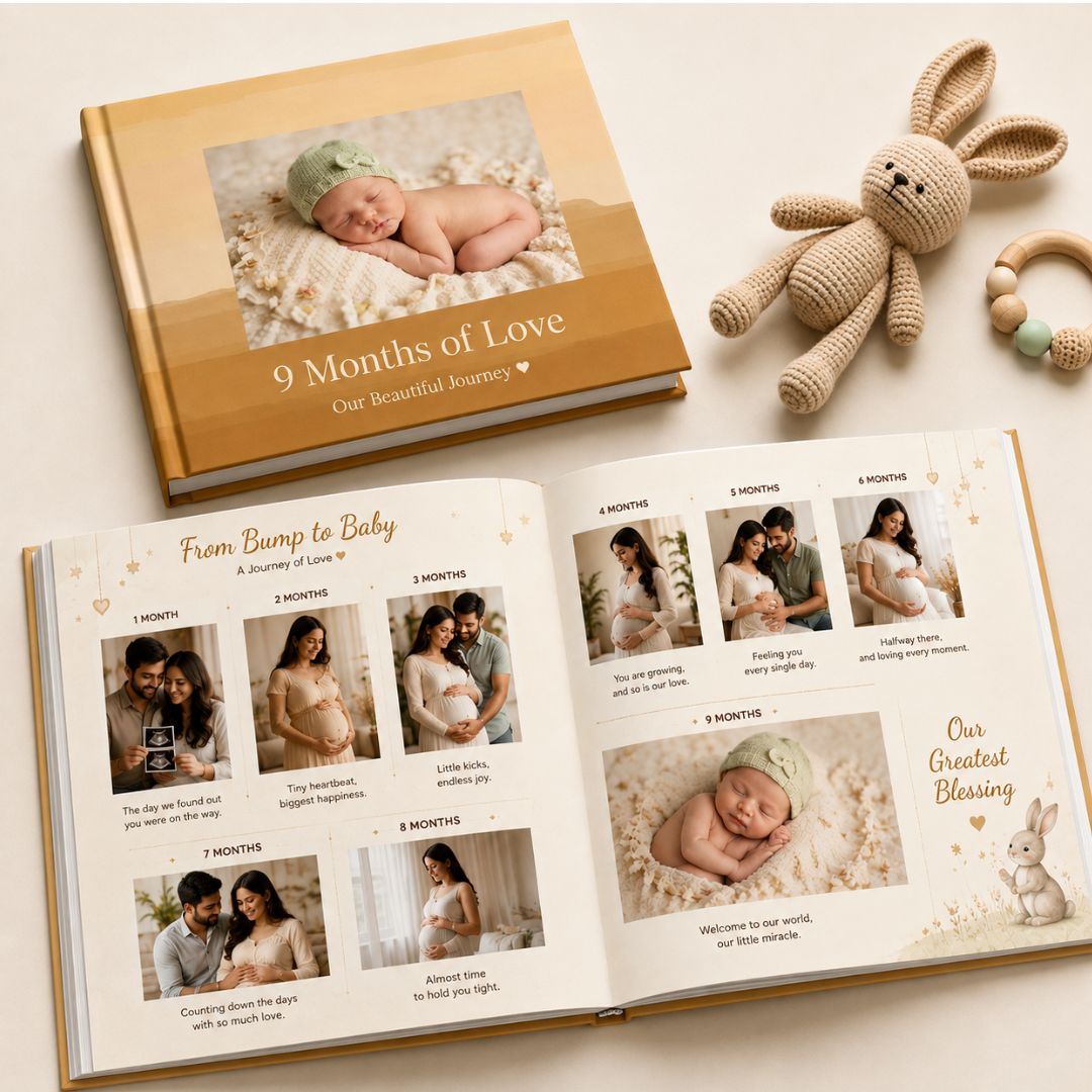 Photobook with adorable baby portraits, a precious baby shower gift idea