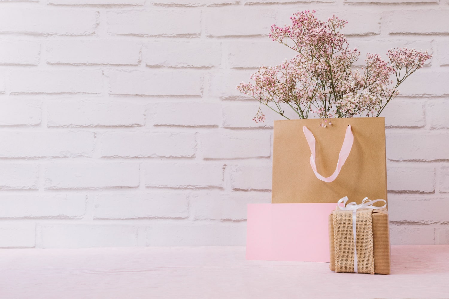 Elegant gift bag with flowers for International Women's Day in India.