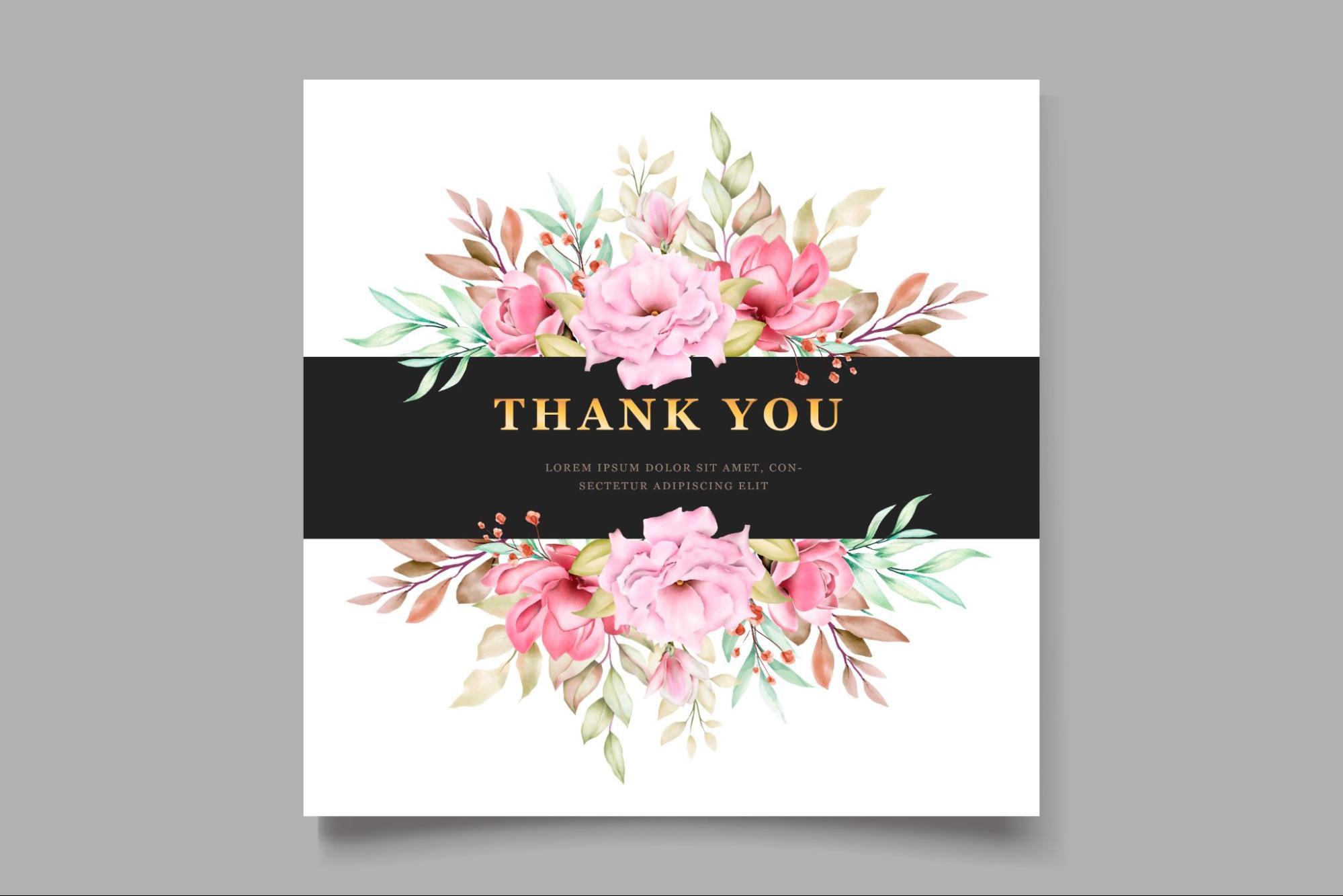 Floral Thank You Card Design, perfect as a Birthday Return Gift Idea