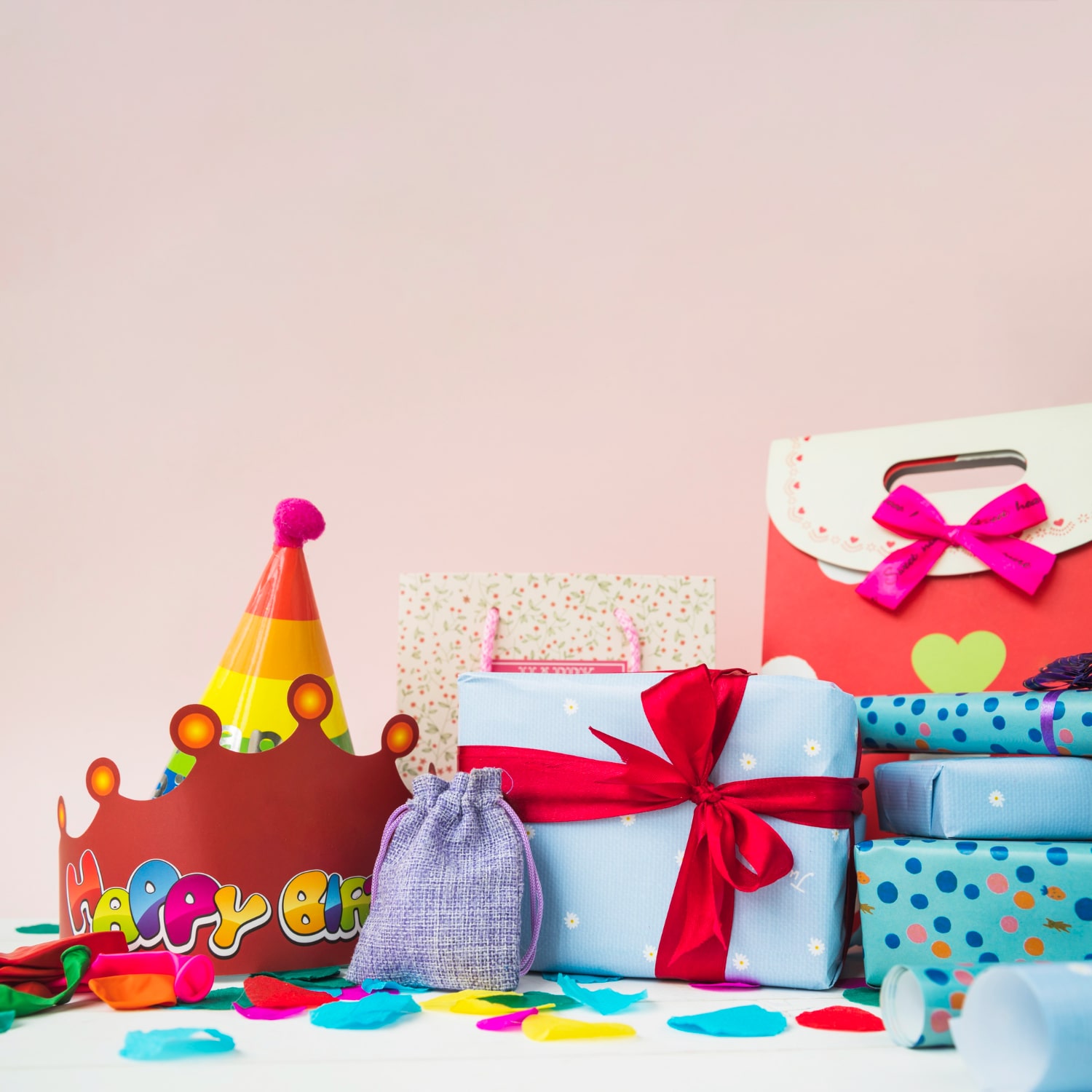 Colorful birthday setup, adaptable for wedding gift ideas for friends