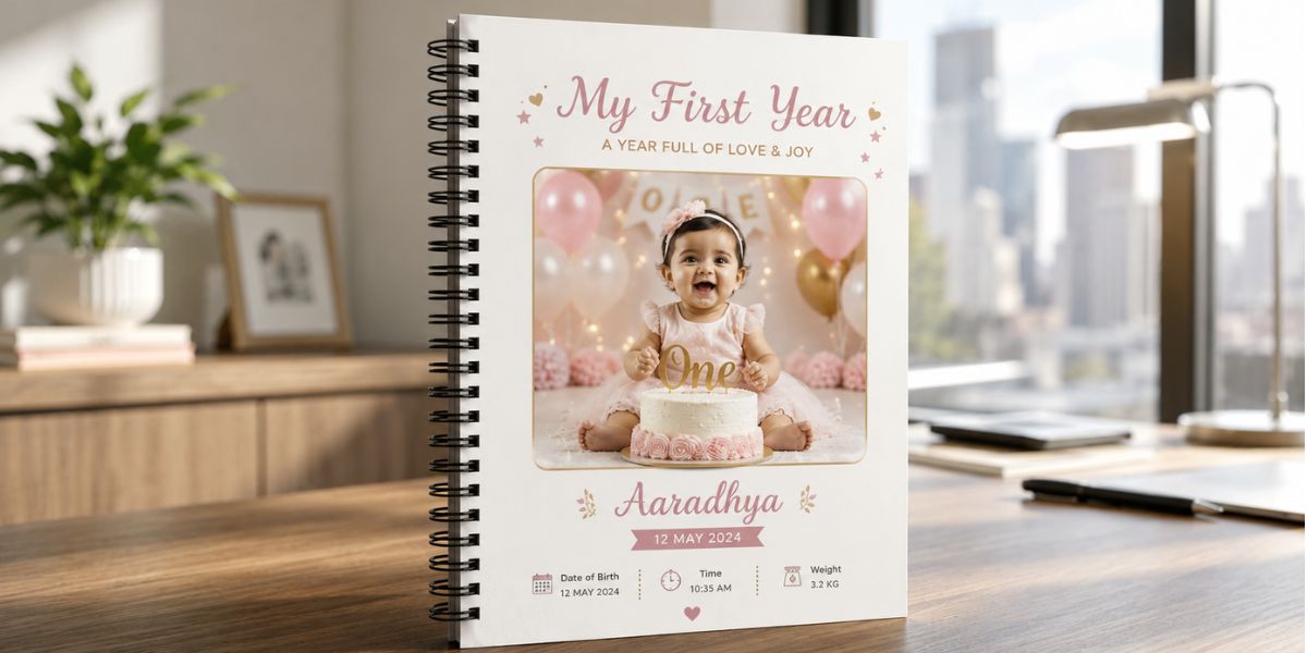 Custom photo notebook 1st birthday return gift idea for kids