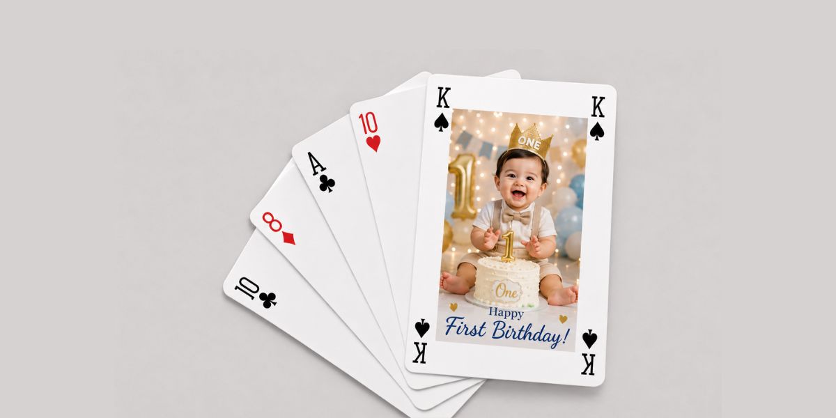 Custom photo playing cards unique birthday return gift