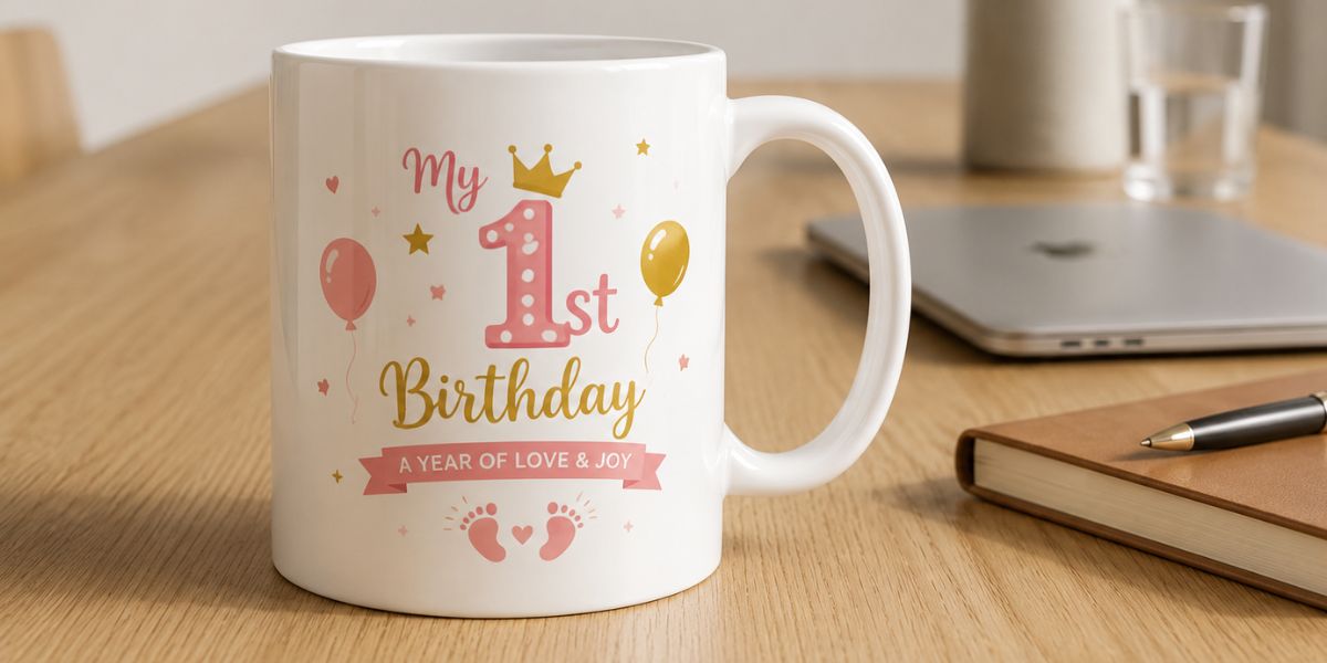 Custom photo mug 1st birthday return gift for adults