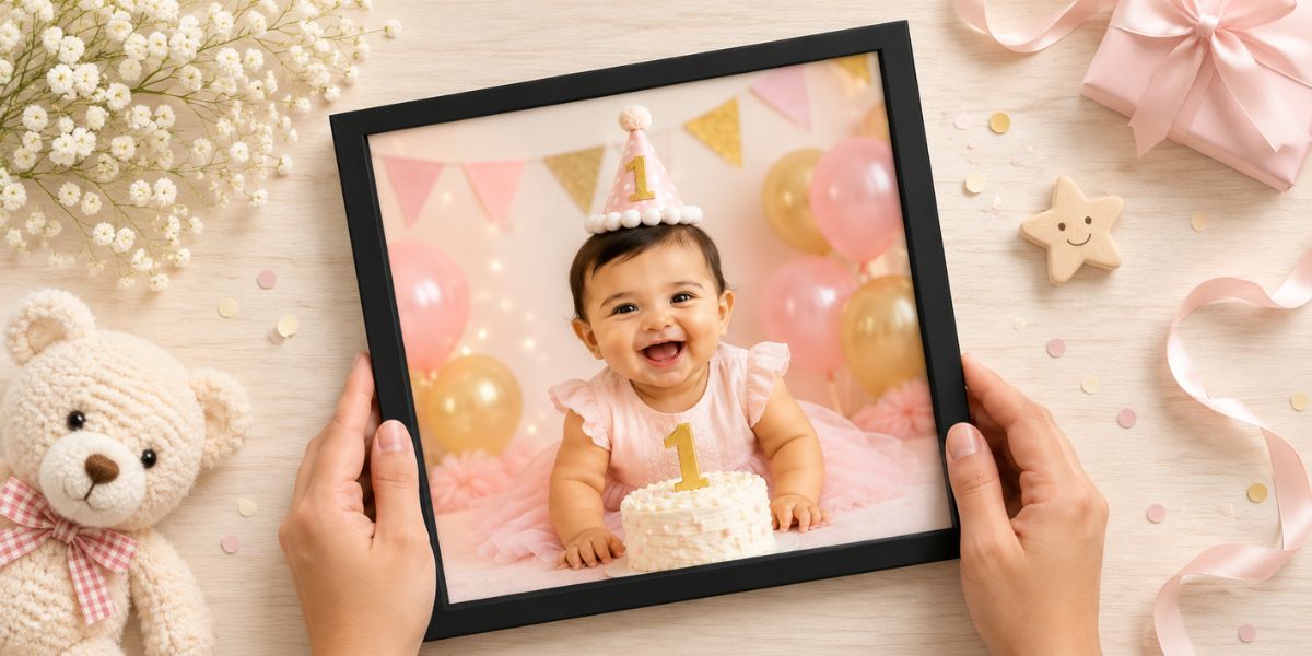 Personalised wall photo frame 1st birthday return gift idea