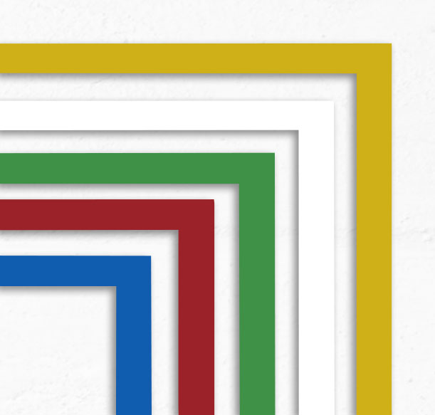 Custom color photo frame collection in India with red, blue, green, white, yellow frames