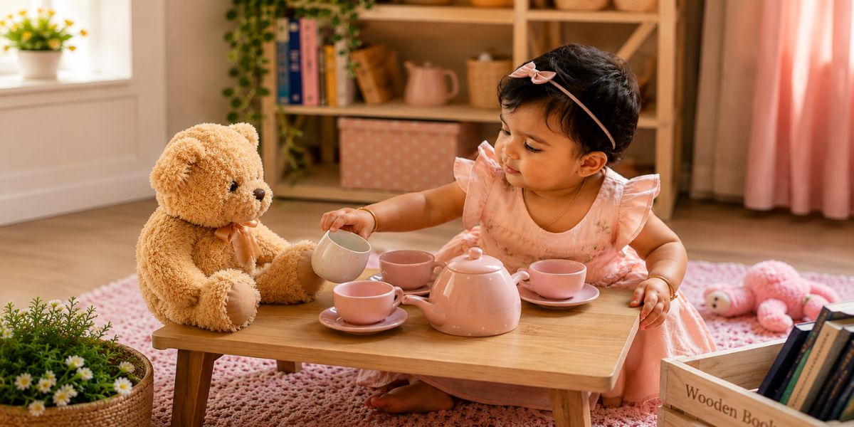 Cute teddy bear tea party theme for 6 month baby photoshoot