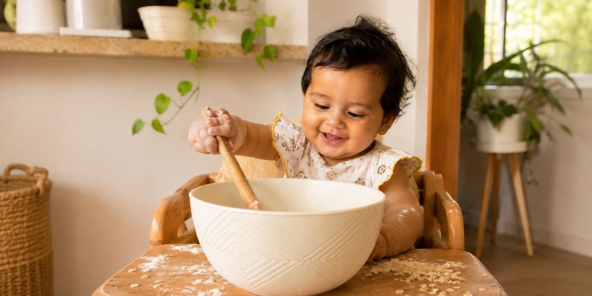 Little chef theme for 6 month baby photoshoot in high chair