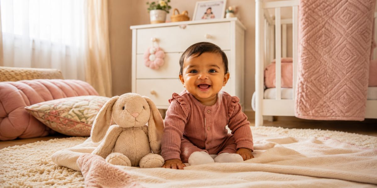 6 month baby tummy time photoshoot idea on play mat
