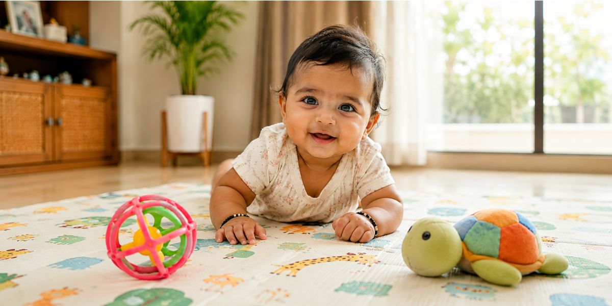 Cozy nursery setup for 6 month baby photoshoot at home
