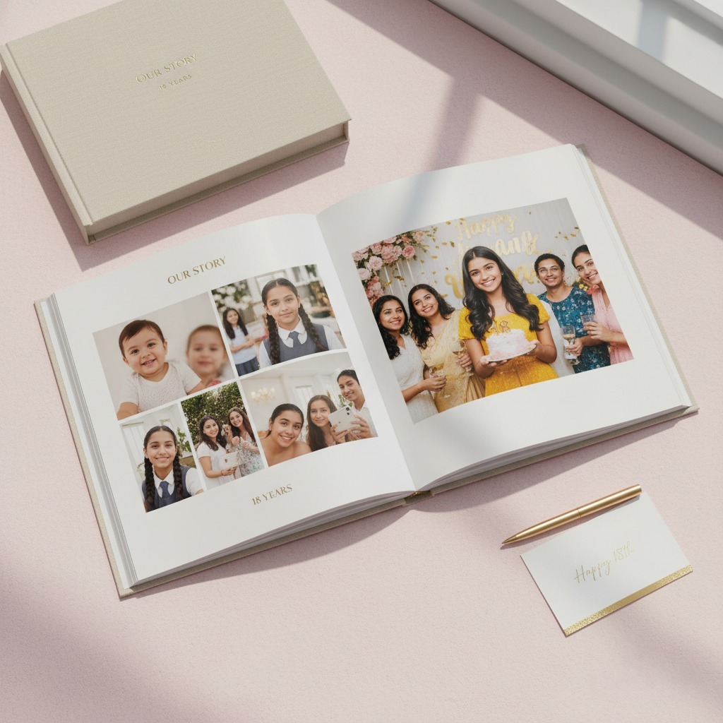 Hardcover photobook creative 18th birthday gift idea for girls by Photojaanic