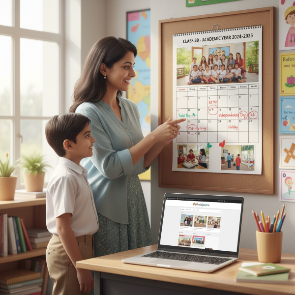 Personalized photo album and calendar gift set for school students, perfect for preserving memories.