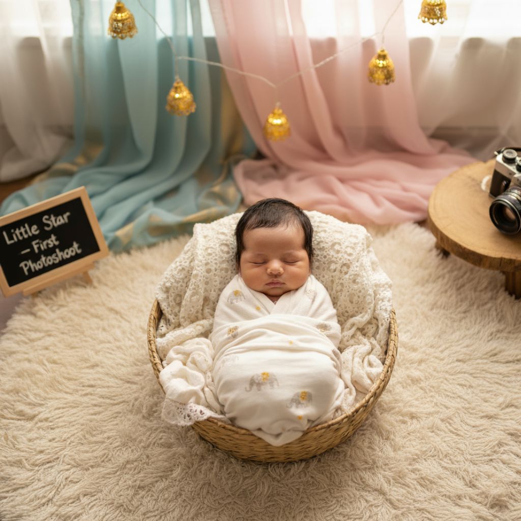 25 Newborn Baby Photoshoot Ideas at Home (India) + Easy DIY Setups