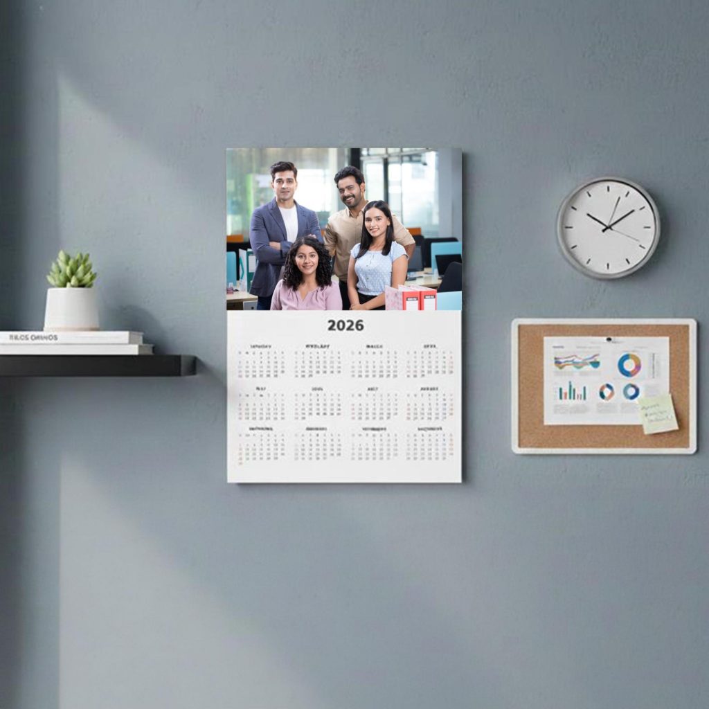 Single-sheet poster calendars for mass gifting and office campaigns.