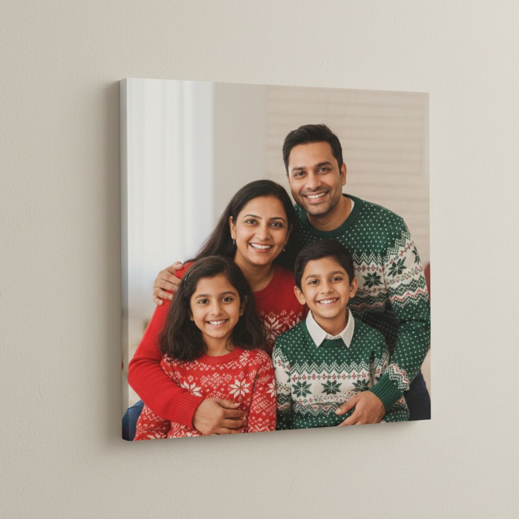 Family portrait canvas print on wall – premium christmas gifts for family and home decorators