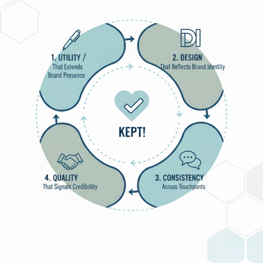 Branded merchandise strategy highlighting utility, design, consistency and quality for employee swag programs