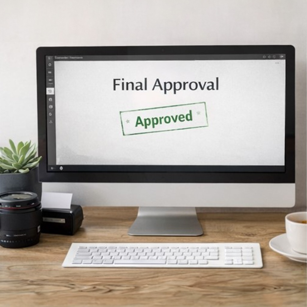 Final approval screen confirming print-ready photo album before professional album printing