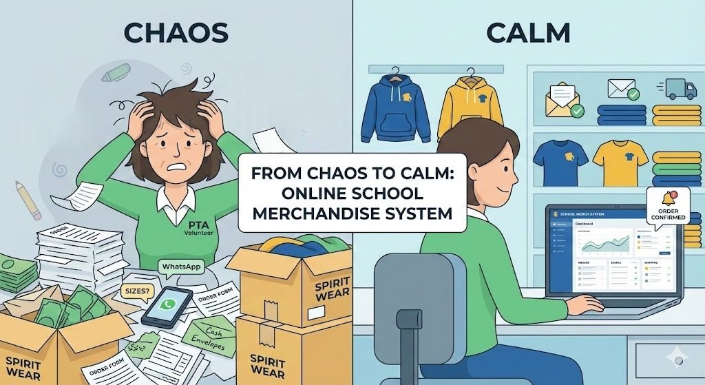 Online school merchandise program simplifying PTA merchandise sales and school fundraising ideas