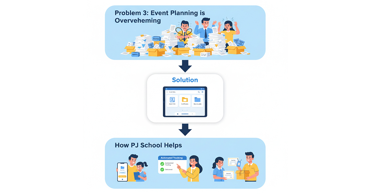 Alt text- School event planning made easy with online merch store for kits, certificates, and ordering
