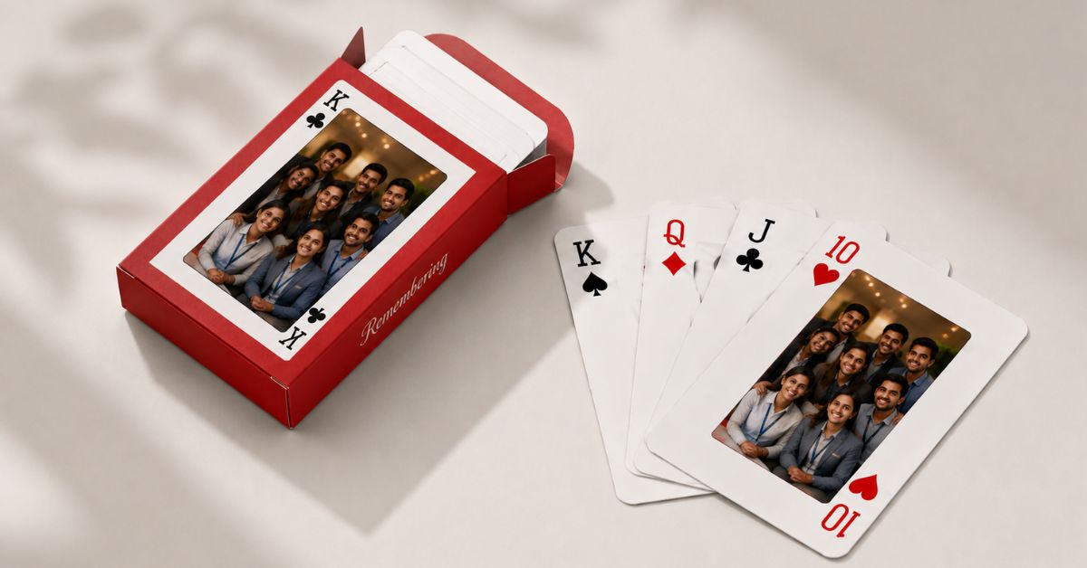 Custom photo playing cards for team building corporate gifting India 2026 