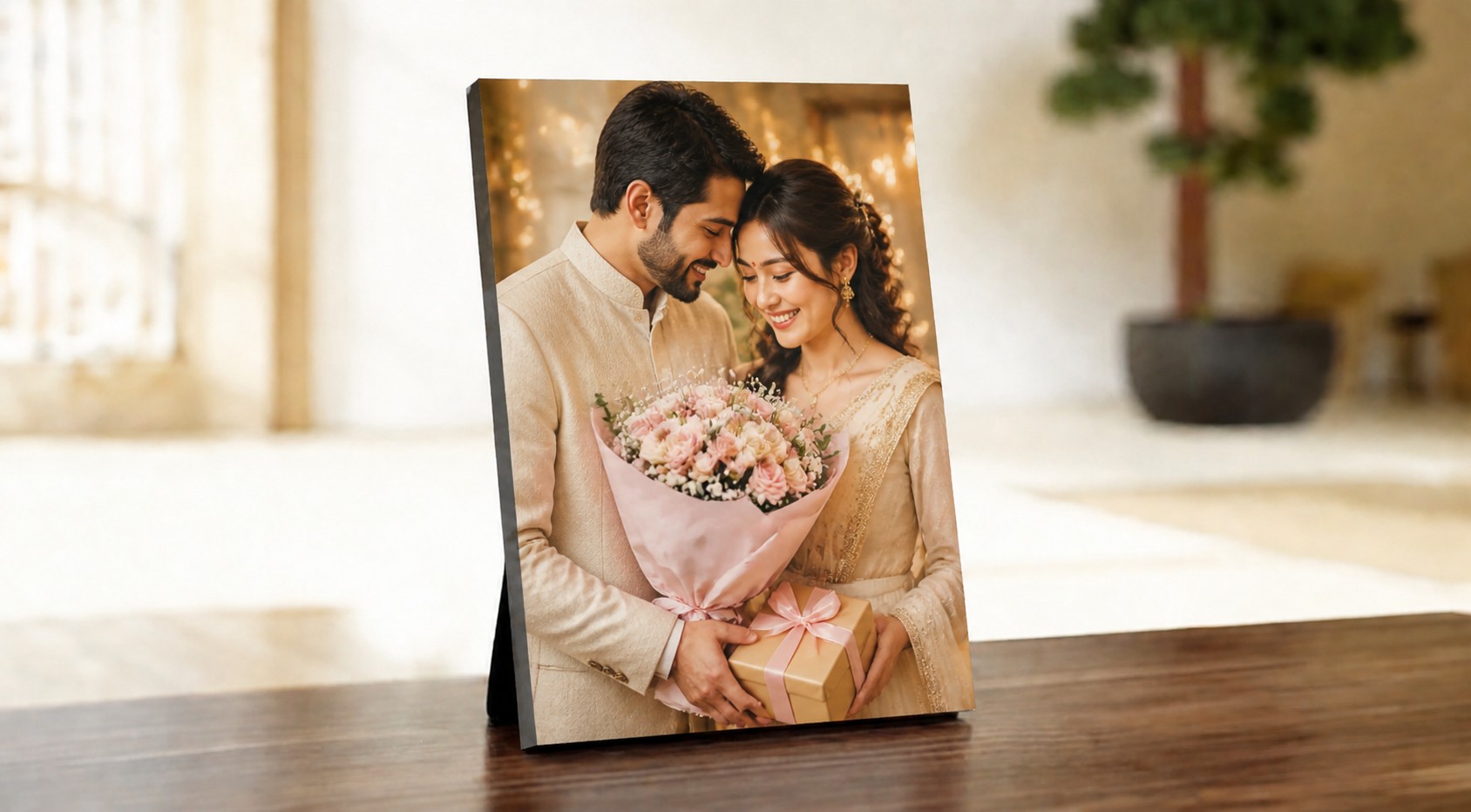Table photo frame anniversary gift for couple desk decor