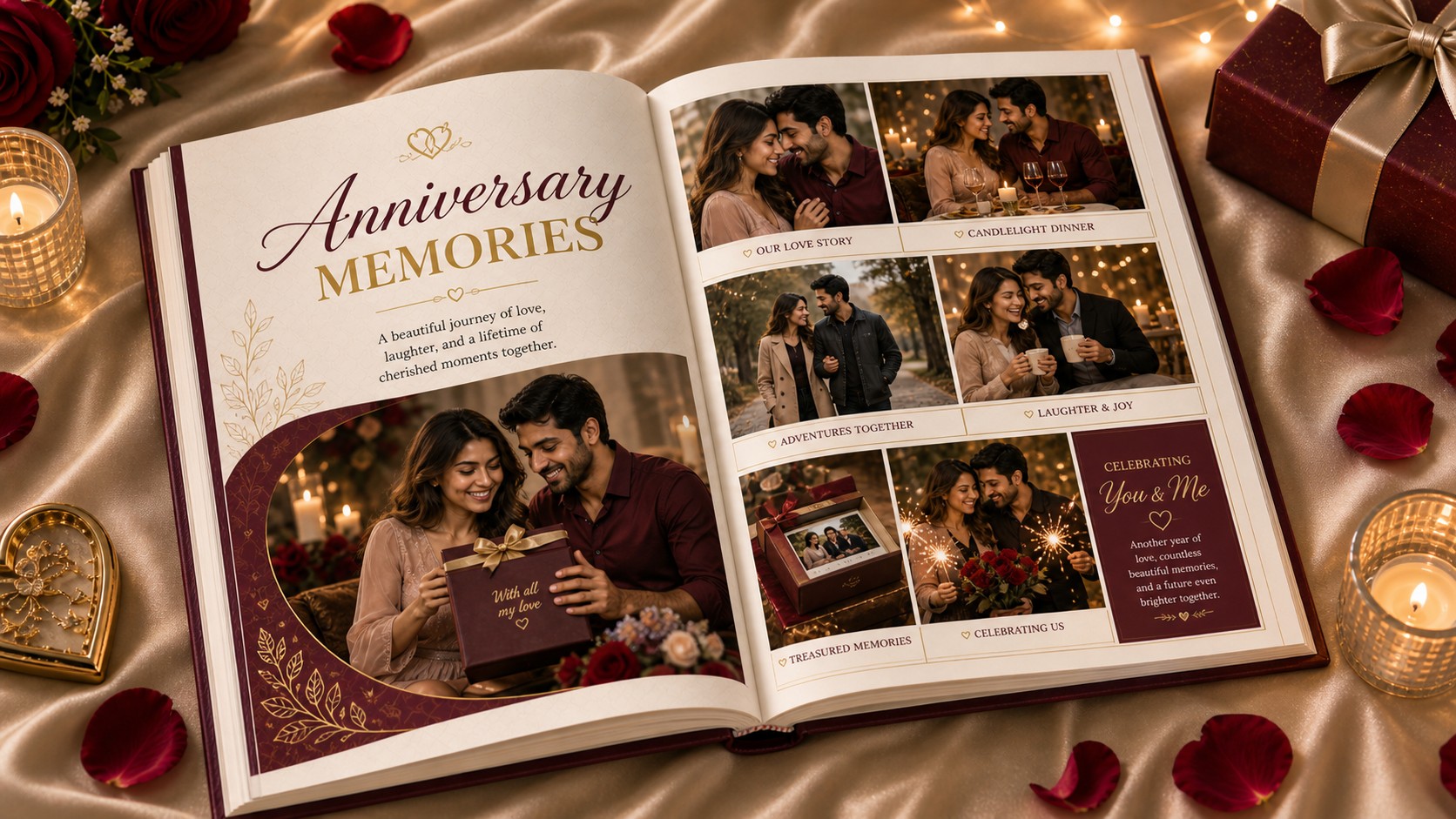 Premium hardcover photo book anniversary gift for couple