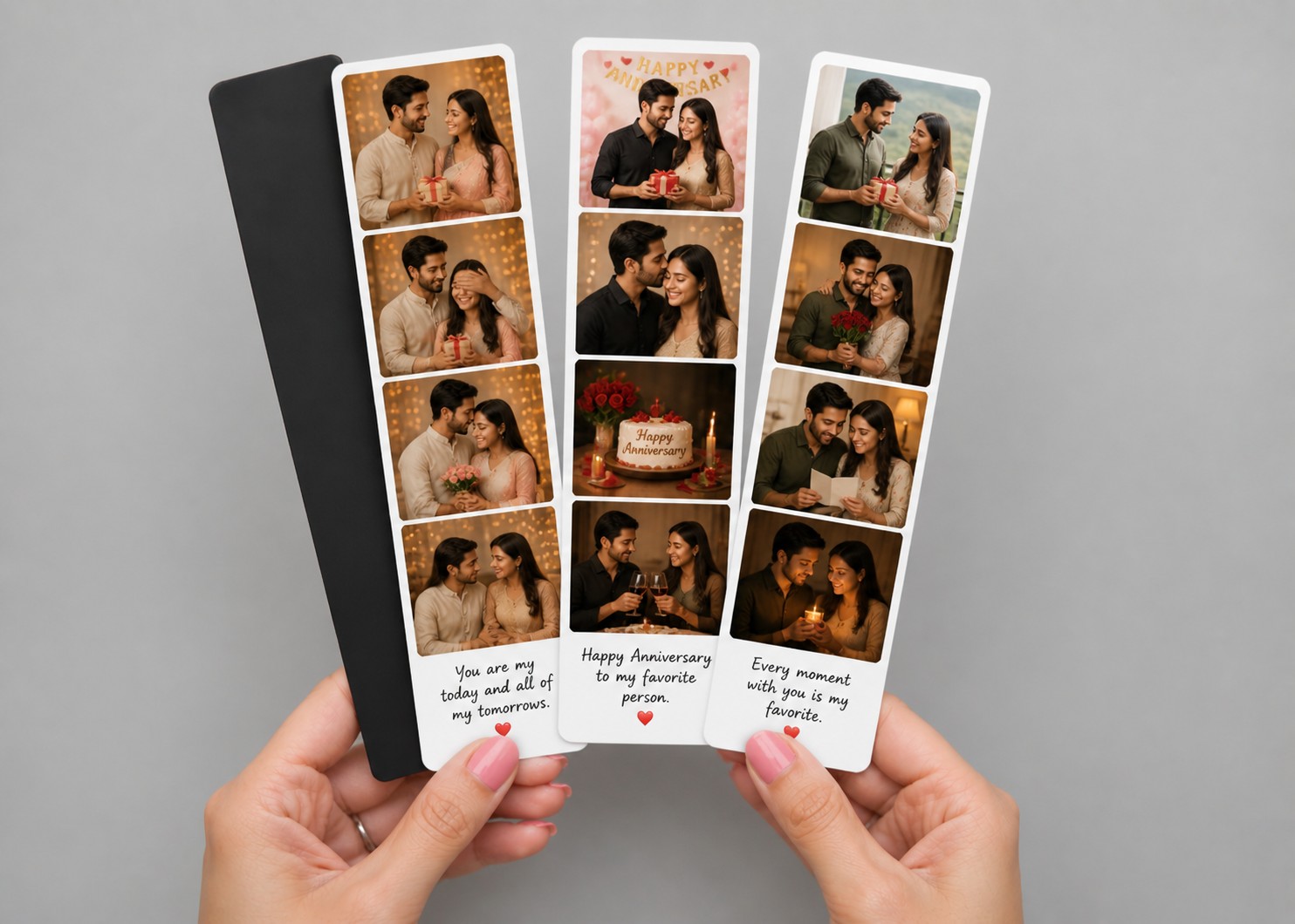 Photo strip magnets anniversary gift with multiple memories