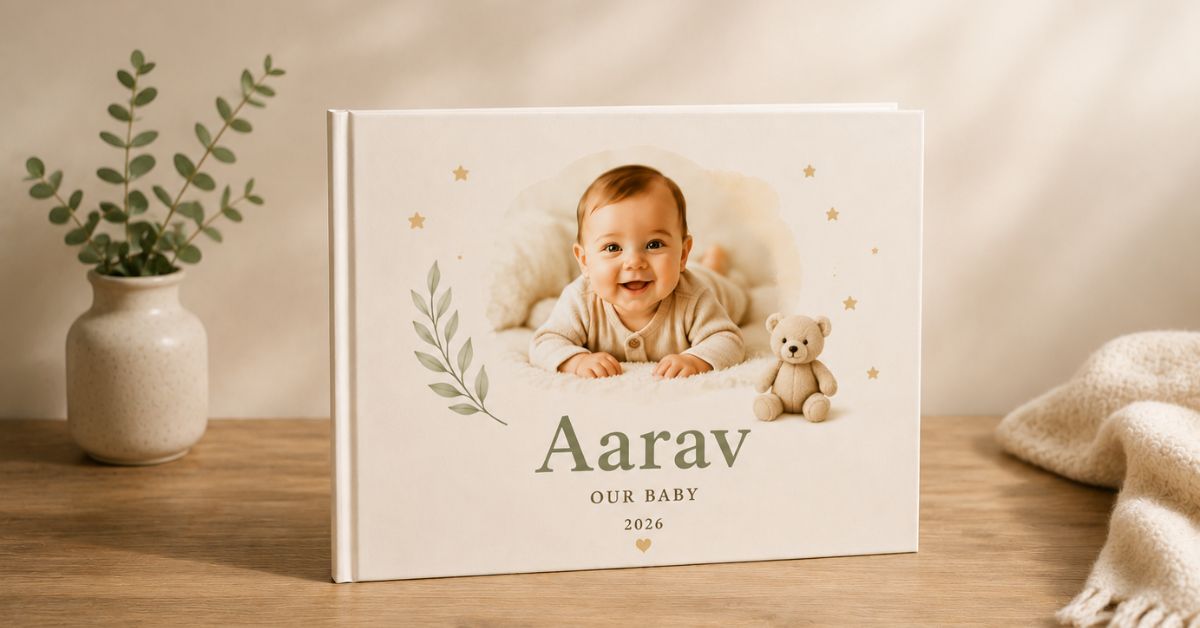  Hardcover personalized baby photobook printed on premium lustre silk paper