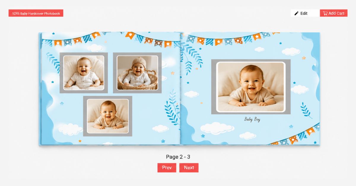Personalized baby photobook created online with Photojaanic to preserve baby milestone memories 