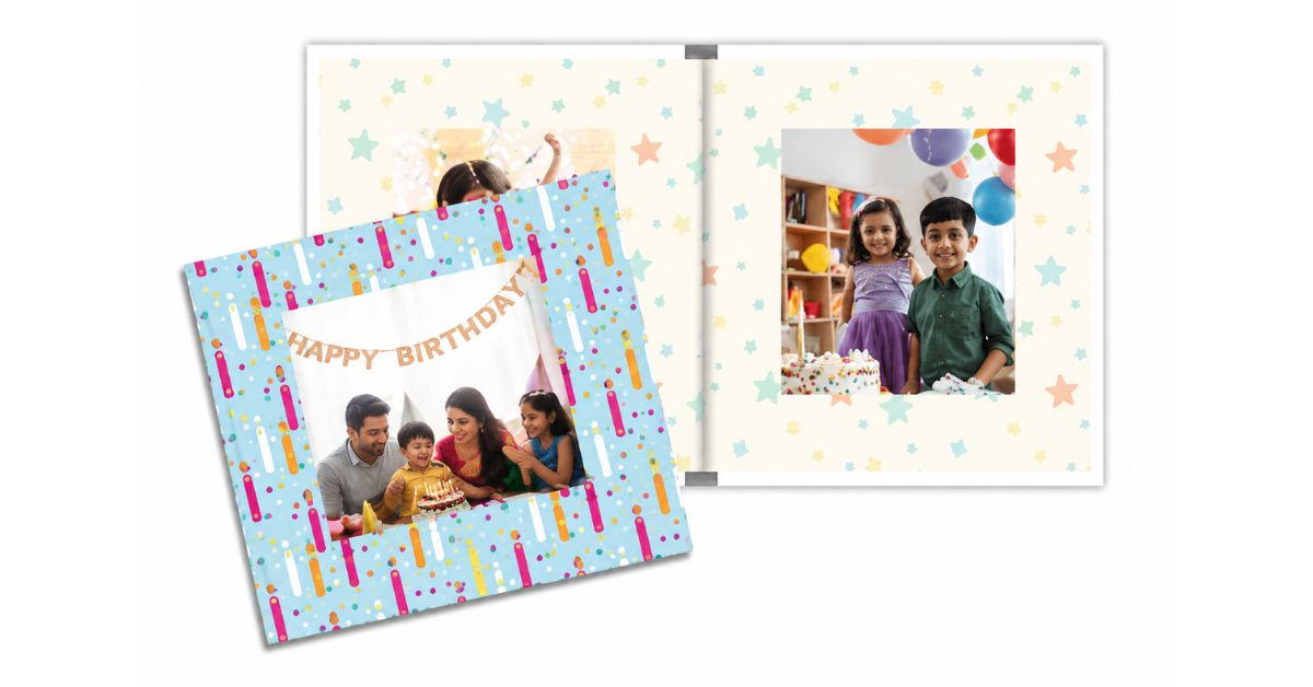 Magic Candles birthday photobook theme — candlelight low-light birthday photo album design 