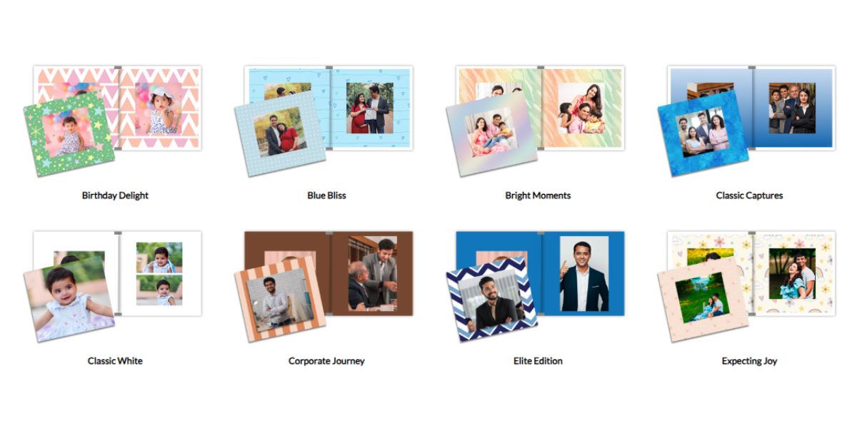 hoto Books as personalised gifts for a baby shower showing different custom covers, budget-friendly photobook gifting idea India 