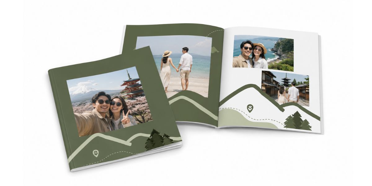 Photojaanic Softcover Photo Book with flexible matte imagewrap personalised cover showing a travel photo printed edge-to-edge, lightweight custom photo book India
