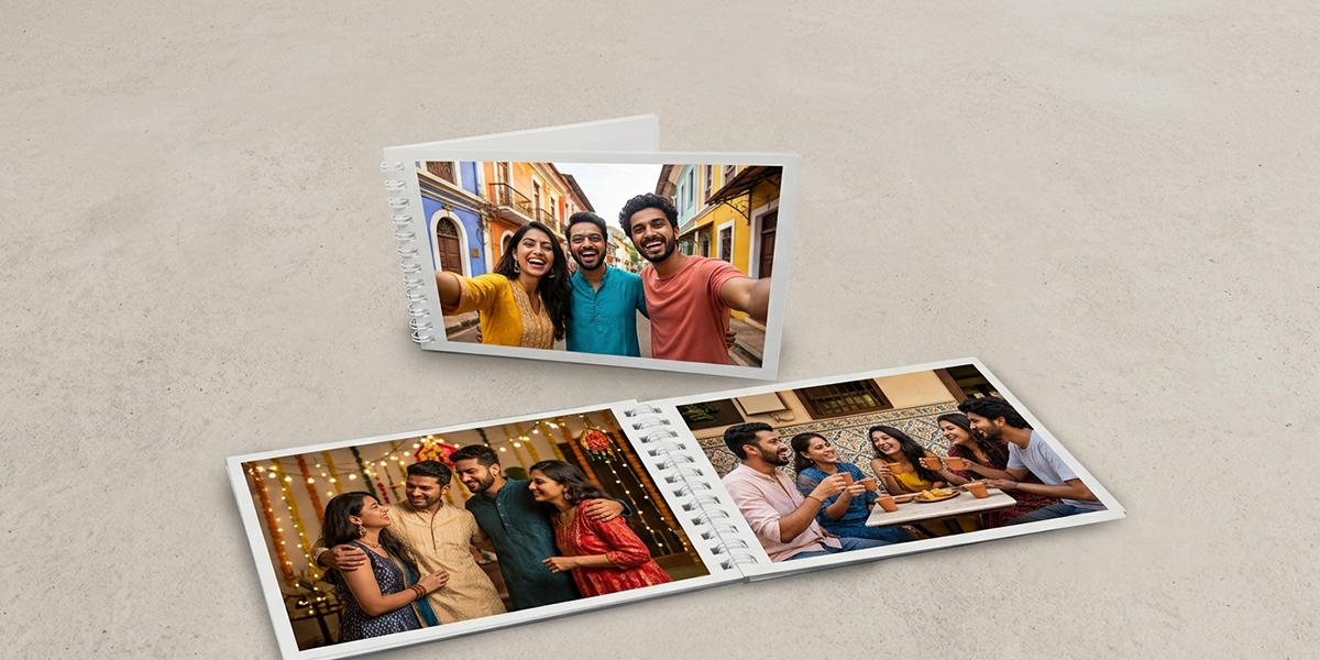 Custom spiral friendship photo book featuring group memories and celebrations
