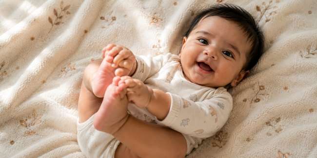 4 month old baby hands and feet photo with favourite blanket