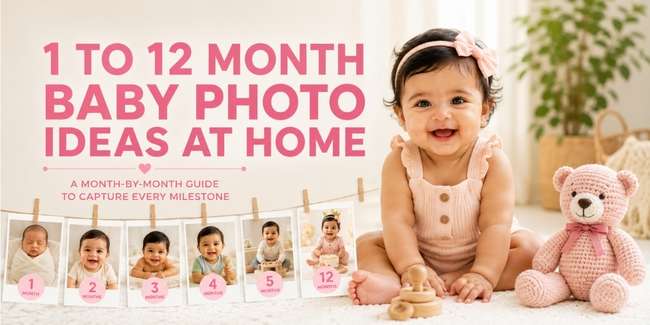 1 to 12 month baby photo ideas at home